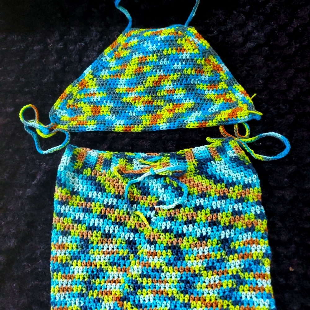Handmade crochet skirt and top